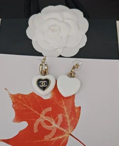 Chanel CC Logo Heart Earrings