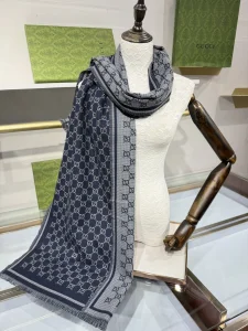 Gucci Blue GG Wool Scarf