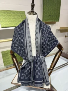 Gucci Blue GG Wool Scarf