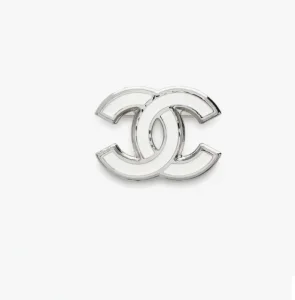 Chanel Vintage White CC Logo Brooch
