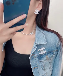 Chanel Vintage White CC Logo Brooch