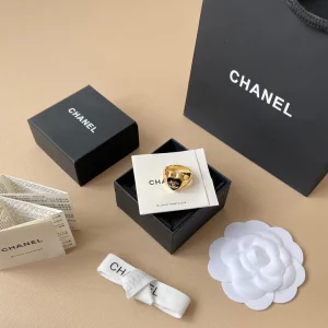 Chanel CC Heart Gold Metal Rings