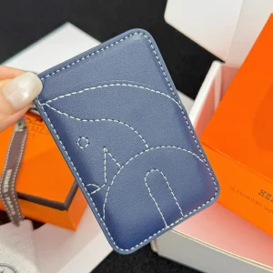 Hermes Horse MagSafe Card Holder Navy Blue