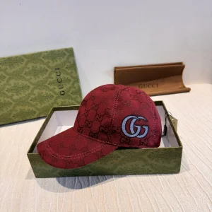 Gucci Double G Red GG Canvas Baseball Hat
