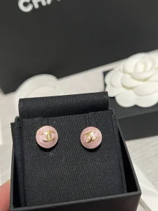 Chanel CC Logo Pearl Pink Earrings