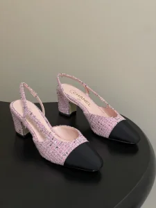 Chanel Pink Tweed Slingback Pumps