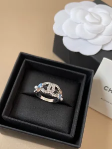 Chanel Crystal CC Logo Rings