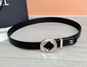 Chanel Black Calfskin Leather Belt 30MM