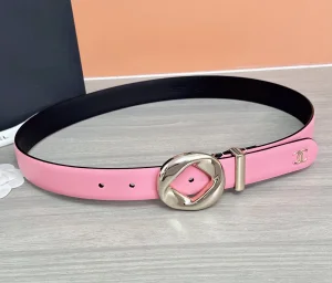 Chanel Pink Calfskin Leather Belt 30MM