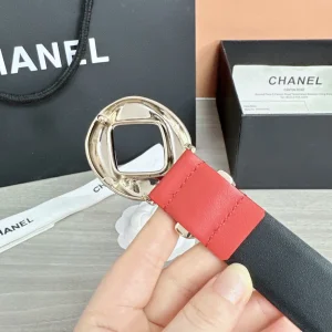 (image for) Chanel Red Calfskin Leather Belt 30MM