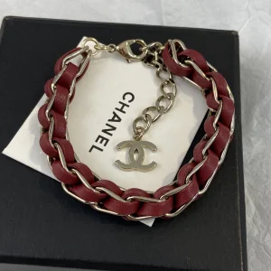 Chanel Red Leather CC Logo Bracelets