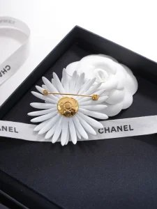 (image for) Chanel White Metal Flower Brooch