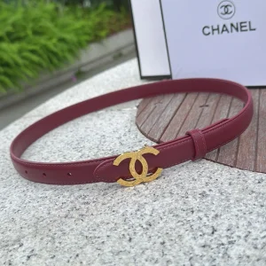 Chanel CC Logo Red Leather Belt 20MM