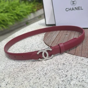 Chanel CC Logo Red Leather Belt 20MM