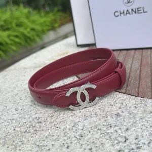 (image for) Chanel CC Logo Red Leather Belt 20MM