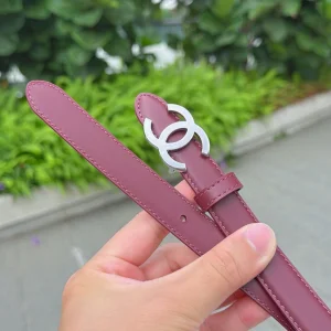 (image for) Chanel CC Logo Red Leather Belt 20MM