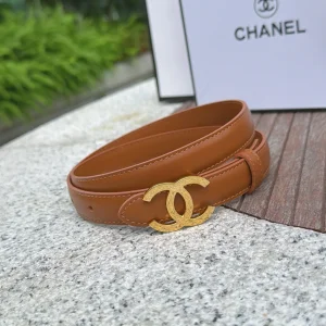 (image for) Chanel CC Logo Tan Leather Belt 20MM
