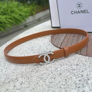 Chanel CC Logo Tan Leather Belt 20MM