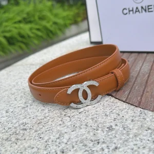 (image for) Chanel CC Logo Tan Leather Belt 20MM