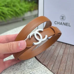 (image for) Chanel CC Logo Tan Leather Belt 20MM