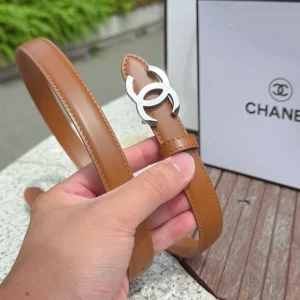 (image for) Chanel CC Logo Tan Leather Belt 20MM