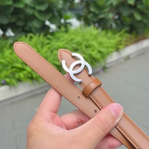 (image for) Chanel CC Logo Tan Leather Belt 20MM