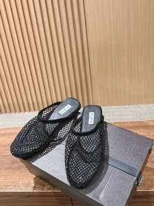 (image for) Alaia Fishnet Flat Mules Black