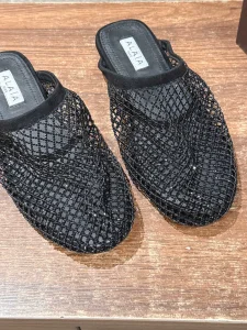 (image for) Alaia Fishnet Flat Mules Black