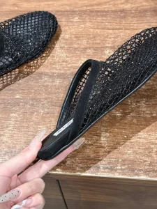 (image for) Alaia Fishnet Flat Mules Black