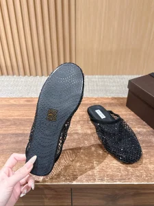 (image for) Alaia Fishnet Flat Mules Black
