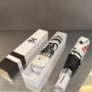 (image for) Chanel CC Logo Coco Umbrella Black White
