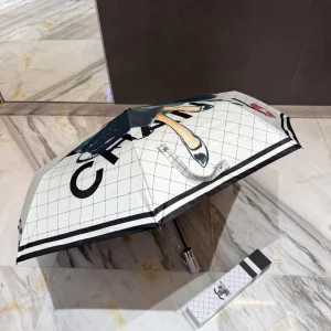 (image for) Chanel CC Logo Coco Umbrella Black White