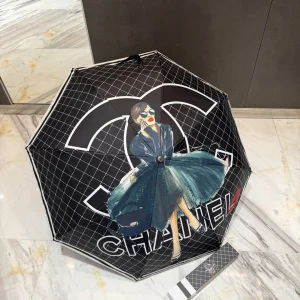 Chanel CC Logo Coco Umbrella Black White