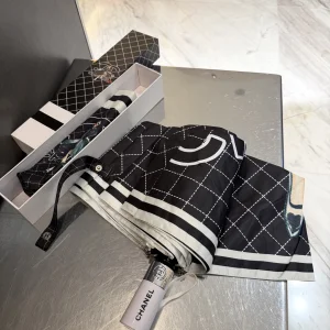 (image for) Chanel CC Logo Coco Umbrella Black White