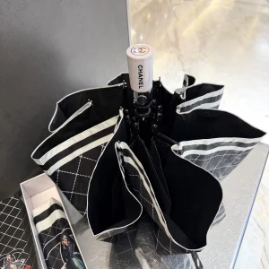 (image for) Chanel CC Logo Coco Umbrella Black White