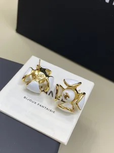 (image for) Chanel CC White Flower Earrings