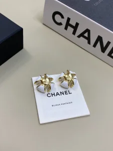 (image for) Chanel CC White Flower Earrings
