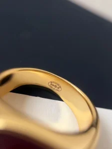 (image for) Chanel CC Logo Red Gold Metal Rings