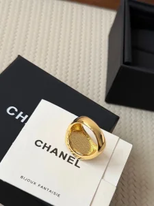 (image for) Chanel CC Logo Red Gold Metal Rings