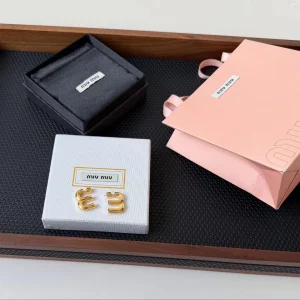 (image for) Miu Miu Logo Metal Stud Earrings