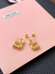(image for) Miu Miu Logo Metal Stud Earrings
