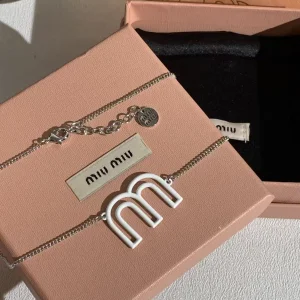 (image for) Miu Miu Logo White Metal Necklaces