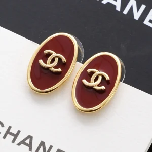 Chanel CC Logo Oval Earrings