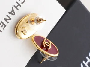 (image for) Chanel CC Logo Oval Earrings