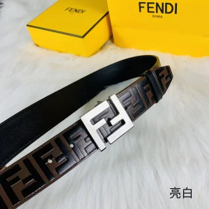 Luxury Mens Belts Fendi FF Logo Buckle Leather Belt 38MM A175PP240 AA146174