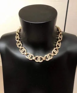 Chanel Crystals CC Logo Link Necklace 