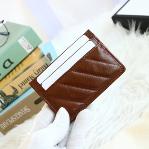 Luxury Womens Wallets Gucci Brown GG Marmont Card Case 443127 10x7CM A09PP130 AA146260