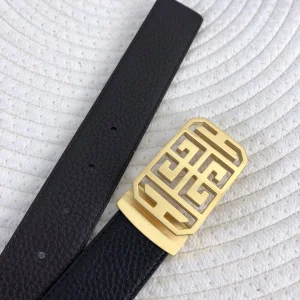 Luxury Mens Belts Givenchy 4G Grained Leather Belt Black 34MM A175PP240 AA146790
