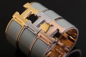 Luxury Womens Jewelry Hermes Clic Clac H Wide Bracelet Grey A205PP240 AA146903