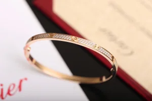 Cartier Love Bracelet Rose Gold Diamonds Paved 